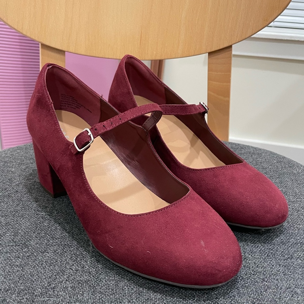 suede red maryjane heels - wide width - W10.5